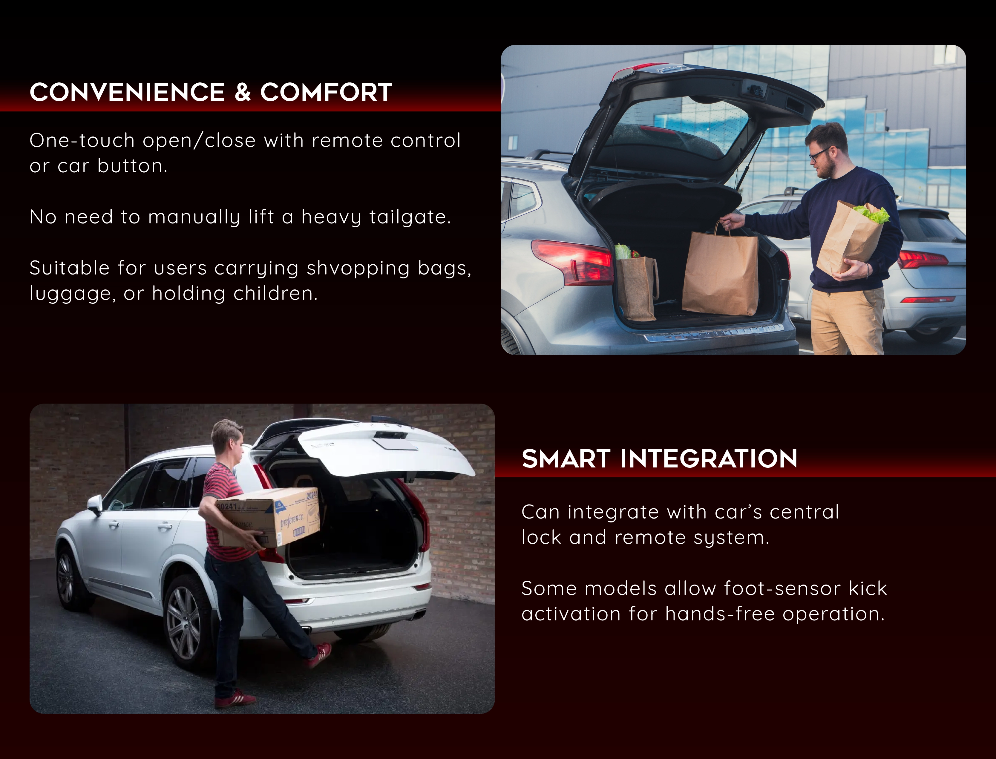 Power Boot Convenience & Comfort - One-touch operation perfect for busy lifestyles and family use